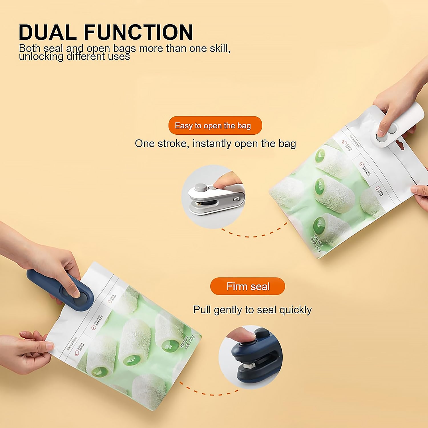 17865 Mini Bag Sealer 2 In 1 Seal  Cutter Heat Sealers Type-c Usb Charging Portable Bag Reseller Handle Food Sealer Sealing Machine For Food Storage Plastic Bags Snacks Keep Food Fresh
